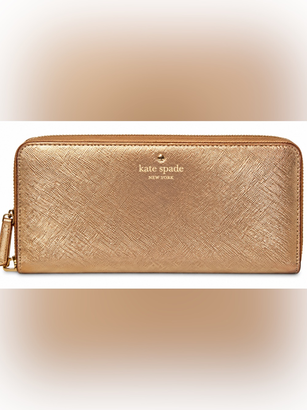 kate spade Metallic Gold Zip-Around Wallet